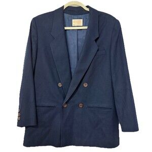 Vintage Pendleton Men’s Double Breasted 100% Virgin Wool Navy Blue Blazer 40?